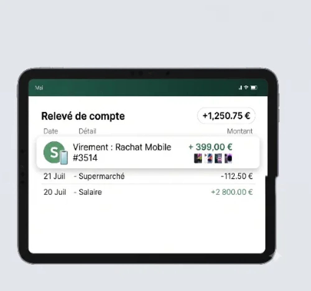 Paiement sur le compte du client